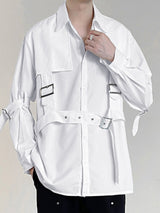 Mens Buckle Strap Decorated Long Sleeve Shirt SKUK91169