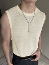 Mens Hollow Out Crew Neck Solid Vest SKUK35595