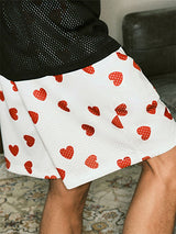 Mens Heart Print Mesh Breathable Short SKUK94757