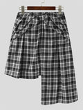 Mens Plaid Pleated Irregular Hem Skirt SKUK41160