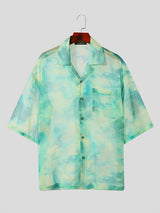 Mens Tie-Dye Chiffon Half-Sleeve Shirt SKUK66758