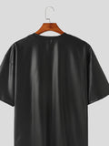 Mens Solid V-Neck Short Sleeve Casual T-Shirt SKUK63634