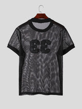 Mens Digital Printed Mesh Round Neck T-Shirt SKUK72786