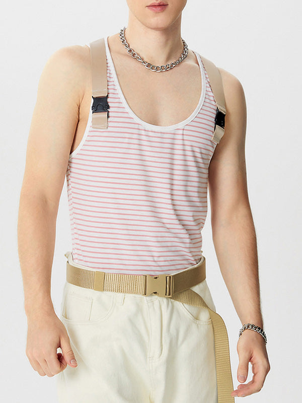 Mens  Fashion Striped U-Neck Sleeveless Tank SKUK64014