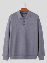 Mens Solid Knit Long Sleeve Golf Shirt SKUK33366