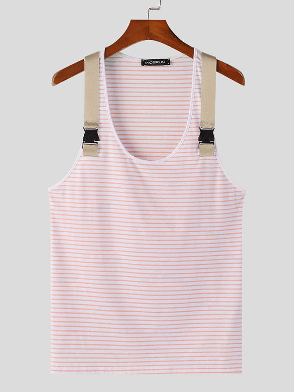 Mens  Fashion Striped U-Neck Sleeveless Tank SKUK64014