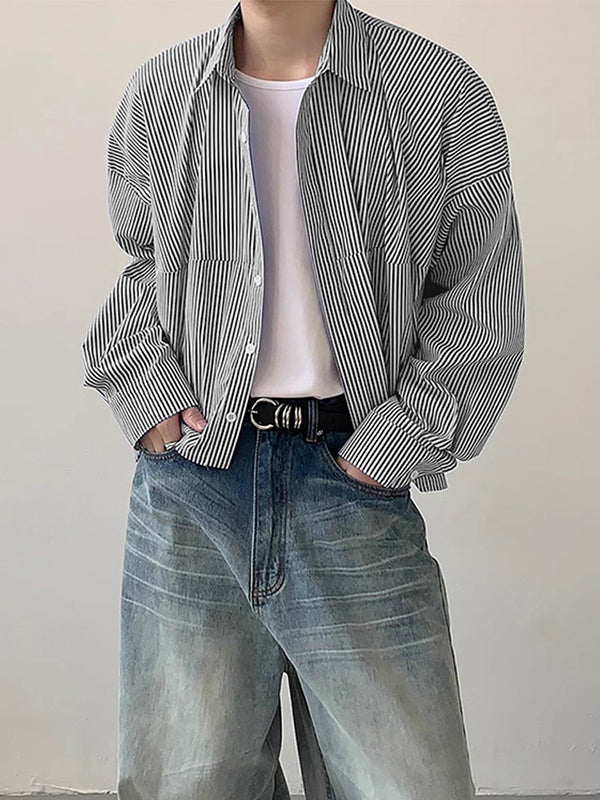 Mens Plain Striped Long Sleeve Shirt SKUK68184