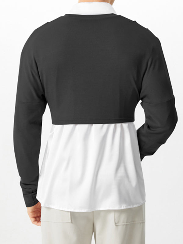 Mens Draped Neck Cropped Long Sleeve T-Shirt SKUK77389