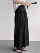 Mens Solid Wide Leg Pants With Belt SKUK21284