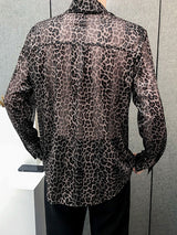 Mens Sheer Leopard Print Long Sleeve Shirt SKUK68194