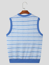 Mens Striped Crew Neck Sleeveless Tank SKUK66895