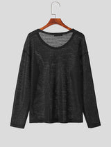 Mens Knitted Textured Long Sleeve T-Shirt SKUK72325