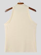 Mens Hollow-Out Knit Mock Neck Tank SKUK93559