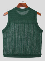 Mens Mesh Knit Crew Neck Sleeveless Vest SKUK32386