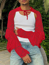 Mens Ruffle Lace Long-Sleeve T-Shirt SKUK91694