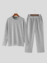 Mens Rib-Knit Casual Two Pieces Outfits SKUK33397