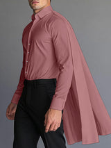 Mens Cape Patchwork Design Long-Sleeve Shirt SKUK92676