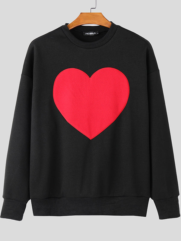 Mens Heart Print Long-Sleeve Sweatshirt SKUK80486