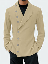 Mens Button Patchwork Slim-Fit Long-Sleeve Blazer SKUK93170