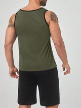 Mens Solid Tank Casual Two Pieces Outfits SKUK51707