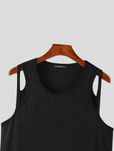 Mens Solid Rib-Knit Cutout Sleeveless Vest SKUK35351