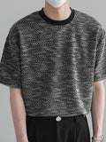 Mens Solid Textured Crew Neck Short Sleeve T-Shirt SKUK62682