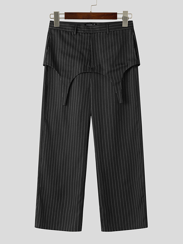 Mens Casual Striped Straight-Leg Long Pant SKUK64778