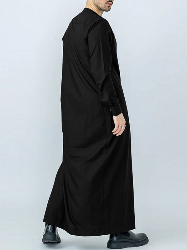 Mens Solid Long Sleeve Muslim Robe SKUK28591