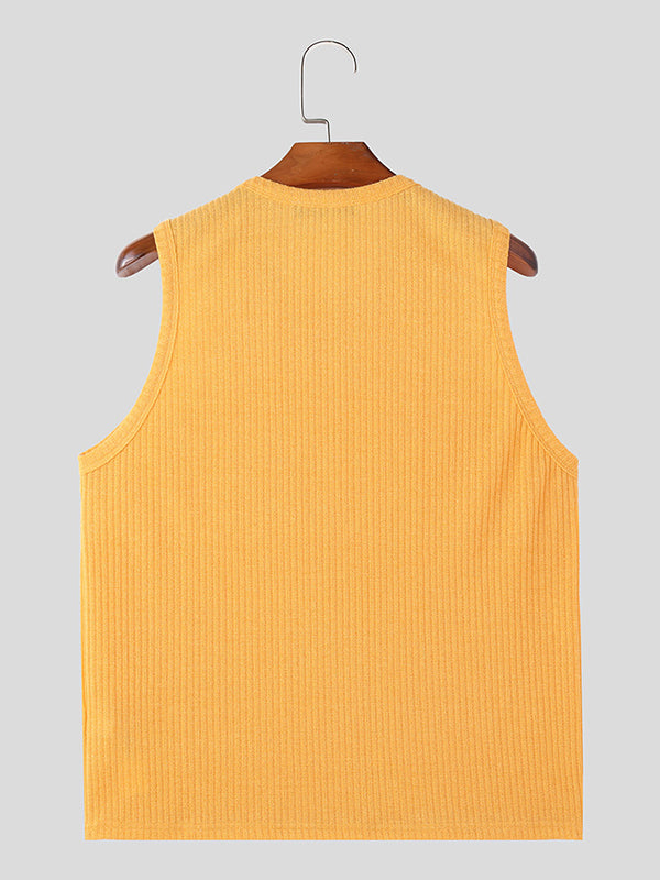 Mens Solid Knit Textured Casual Sleeveless Vest SKUK60298