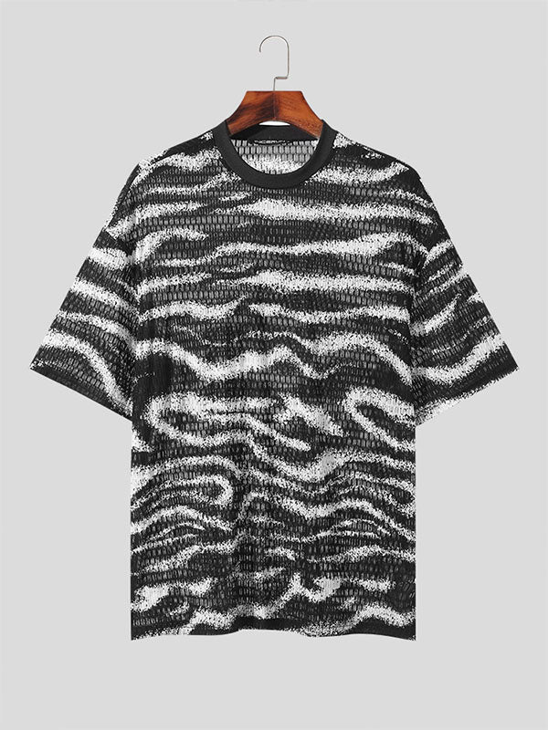 Mens Zebra Print Sheer Short Sleeve T-Shirt SKUK71315