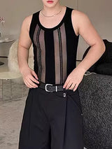 Mens Mesh Hollow Out Sheer Sleeveless Tank SKUK64745