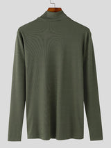 Mens Asymmetrical Shoulder Design Textured Long-Sleeve T-Shirt SKUK84257