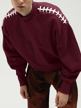 Mens Solid Color Lace-Up Panel Long-Sleeve Hoodie SKUK85627