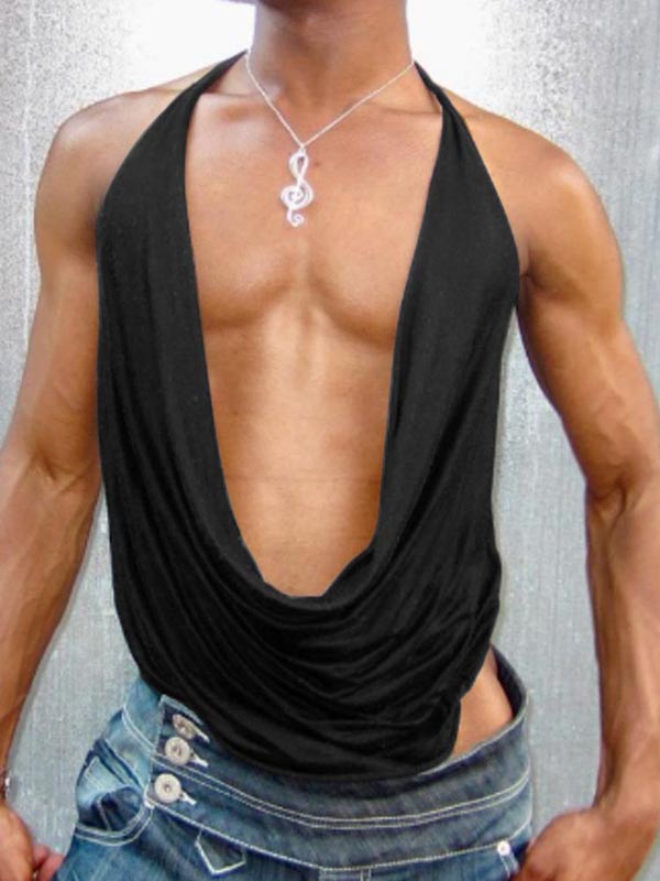 Mens Backless Off-Shoulder Design Sleeveless Tank SKUK88157