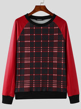 Mens Plaid Panel Long-Sleeve T-Shirt SKUK90407