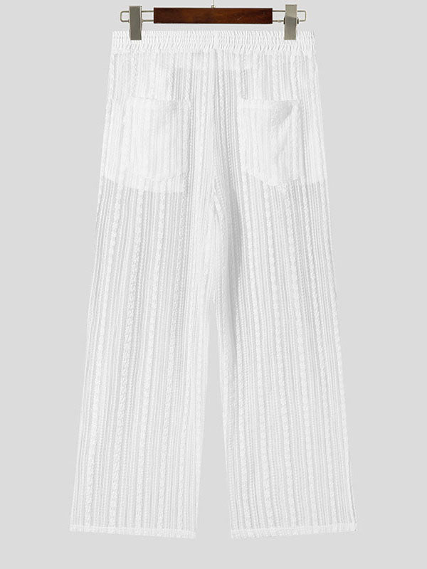 Mens Lace See Through Drawstring Waist Pants SKUK44905