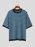 Mens Striped Knit Crew Neck Casual T-Shirt SKUK23159
