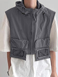 Mens Solid Cargo Pockets Sleeveless Waistcoat SKUK61125