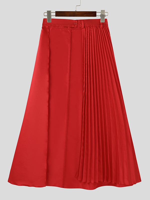 Mens Elegant Pleated Long Midi Skirt SKUK90363