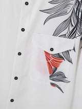 Mens Color-Block Leaf Print Short Sleeve Shirt SKUK65083