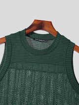 Mens Mesh Knit Crew Neck Sleeveless Vest SKUK32386