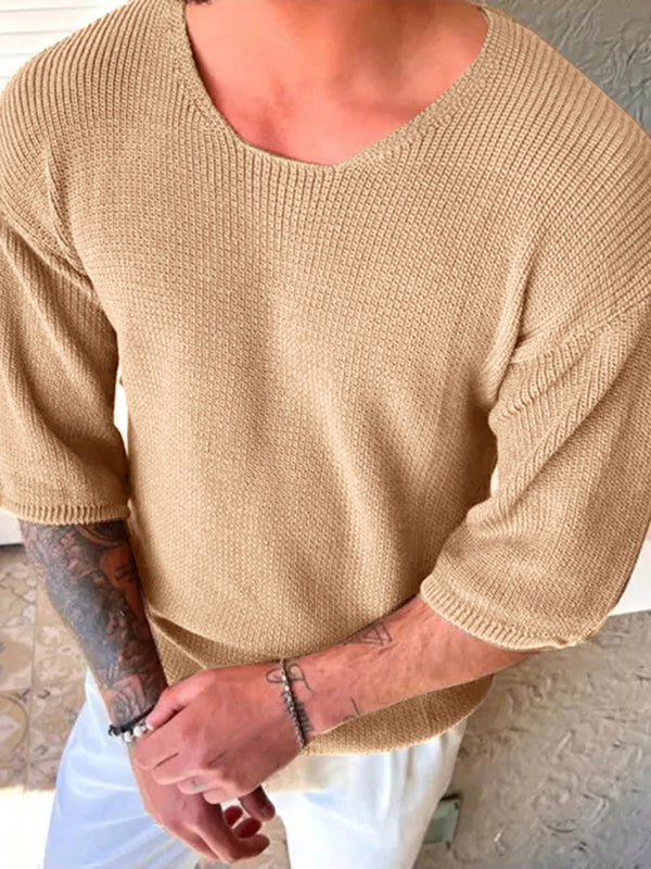 Mens Solid Knit Half Sleeve T-Shirt SKUK22767