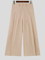 Mens Solid Pleated Wide Leg Pants SKUK17996