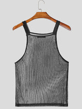 Mens Shiny Vertical Striped Sheer Tank SKUK92847