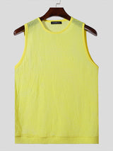 Mens Hollow Out Crew Neck Sleeveless Vest SKUK49604