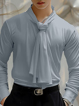 Mens Solid Color Knot Long-Sleeve T-Shirt SKUK76940