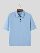 Mens Solid Short Sleeve Casual Golf Shirt SKUK58636