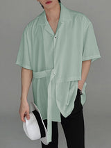 Mens Casual Solid Color Short-Sleeve Shirt SKUK76231