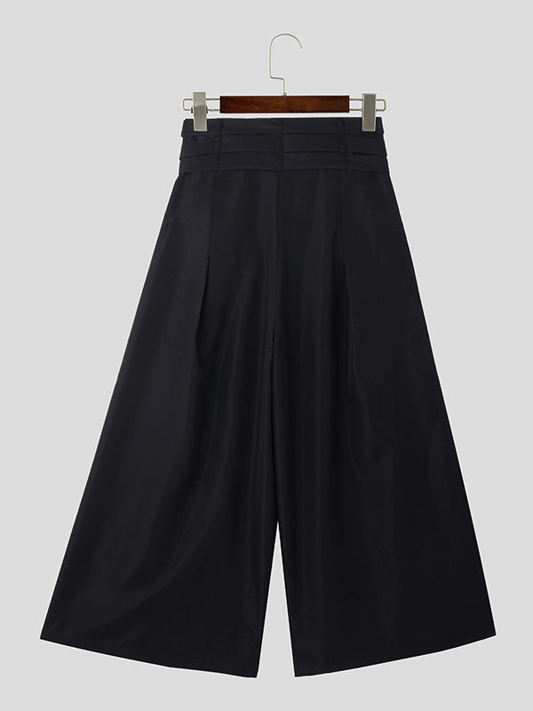 Mens Solid Buckle Design Wide Leg Pants SKUK48490