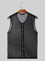 Mens Center Front Strap U-Neck Sleeveless Vest SKUK54051